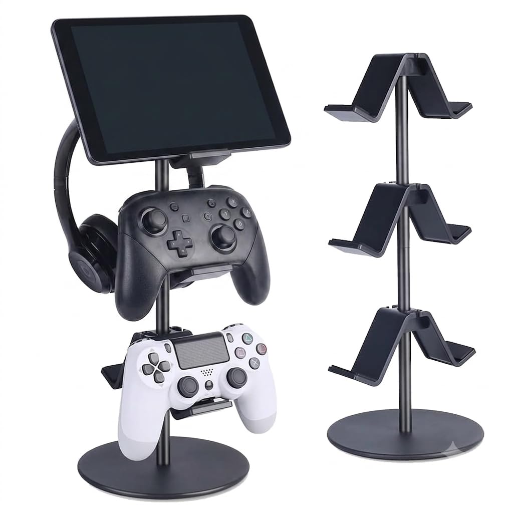 Geggal 3-Tier Controller Stand & Headphone Holder for PS-5 Gaming Accessories | Universal Game Controller Display Stand | Black (3 Tier Stand)-image-40