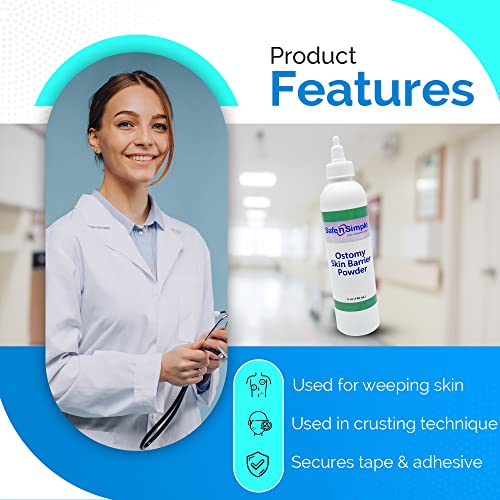 safe n39 simple stoma skin barrier powder - 1 oz - medicated protective skin barrier powder - skin barrier protection ostomy powder supplies - stoma adhesive powder