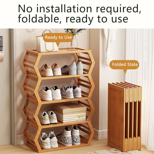 Étagère à chaussures en bambou 49x22,5x88 cm pour petits espaces - 8
