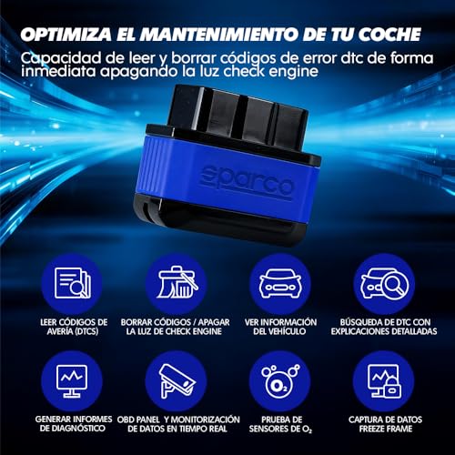Scanner OBD2 Bluetooth 5.2 Sparco para Diagnóstico de Coche en iOS y Android 2