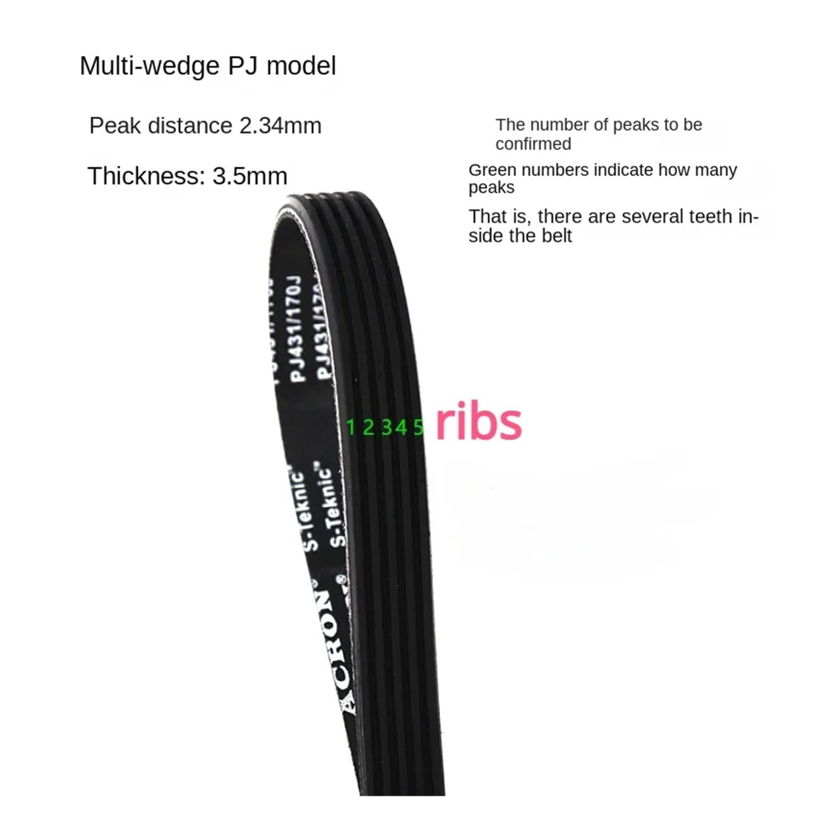 Keilriemen PJ838 PJ840 PJ845 PJ850 PJ851 PJ-Gummiförderband Antriebriemen(PJ840,7ribs)