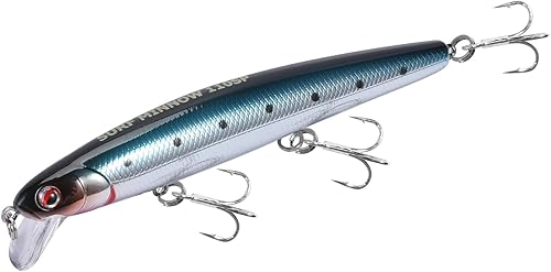 Miniatura 22 de LITTMA Señuelos de pesca de surf de California Señuelos de pesca de agua salada Jerkbait Crankbait Surf Minnow 110 - Sardina metálica Super Glow