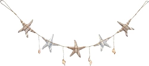 MAGICLULU Guirnalda de estrellas del océano, guirnalda de conchas de mar, guirnalda bajo el mar, cartel colgante con temática mediterránea costera