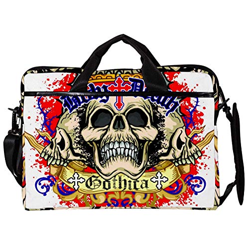 Bolso bandolera para portátil de 14 a 15 pulgadas diseño de calavera con cruz