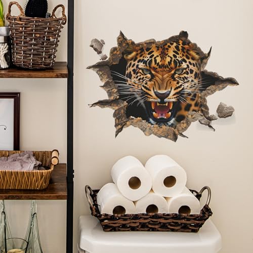 Calcomanía de pared 3D leopardo rugiente removible vinilo miniatura 6