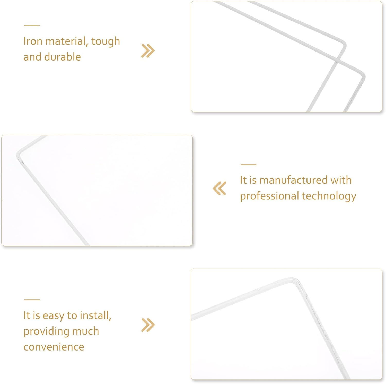 2pcs White Iron Square Lampshade Frame 25cm Lamp Shade Holder Ring | DIY Lamp Projects, Fits Most Ceiling Lamps and Chandeliers, Easy Install
