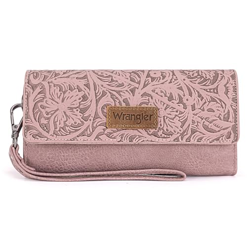Image of Montana West X Wrangler Western Wallets for Women Trifold Wristlet Wallets Large Capacity Women Clutch Wallet with Coin Purse