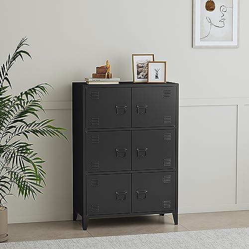 [en.casa] Armoire Métallique de Bureau avec Casier, Portes et Étagères - Meuble de Rangement pour Salon, Chambre, Atelier - Acier 113 x 80 x 40 cm Noir