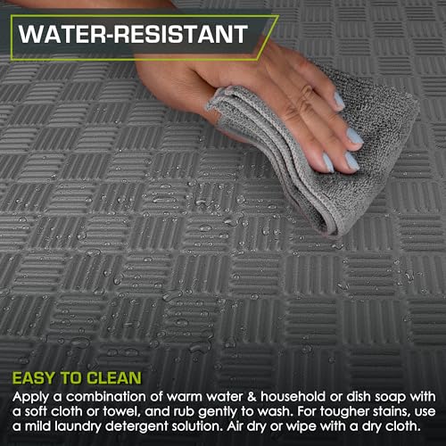 Image of ProsourceFit Exercise Puzzle Mat 1-inch, Checkered EVA Foam Floor Tiles w /Non-Slip Texture, Interlocking Design for Adjustable Gym Surfaces, Shock Absorbing, Grey, 24 SQ FT - 6 Tiles
