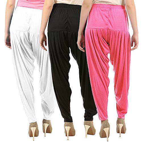 Image of Buy That Trendz Patiala Pants for Women 3 Combo Womens Viscose Relaxed Pants Pack of 3