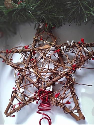 Rustic Rattan & Berries Christmas Tree Star In Choice Of Large Or Small #TOP24