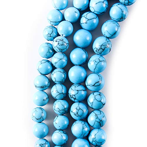 RayLineDo® 50Pcs 8mm Natural Blue Turquoises Stone Round Beads Loose Beads Wholesale for Jewelry Making