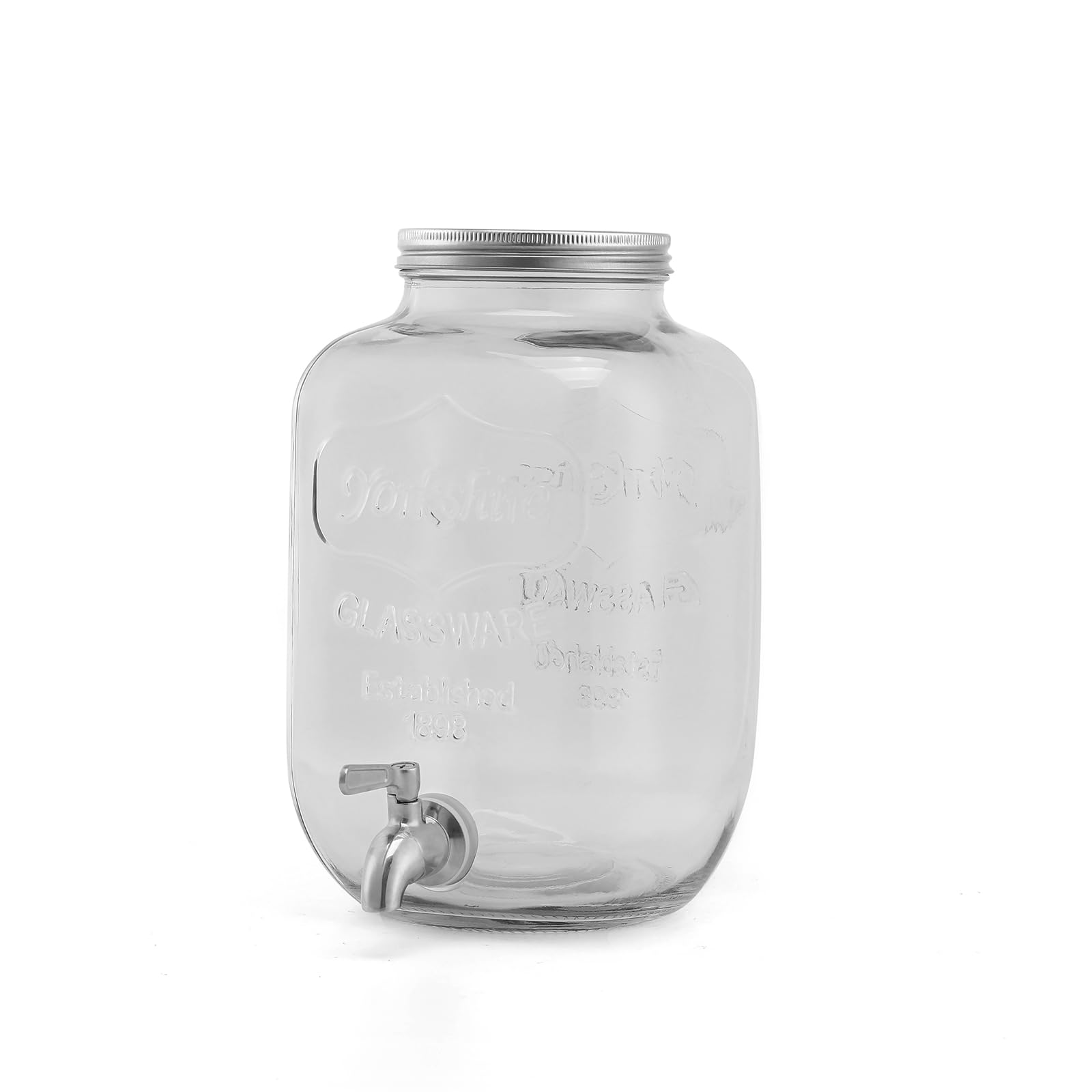 ECHTWERK Retro Getränkespender 5L, Glas, Robuster Limonadenspender mit luftdichtem Zapfhahn und Metalldeckel, ideal für Kaltgetränke auf Partys, Buffets & Feste