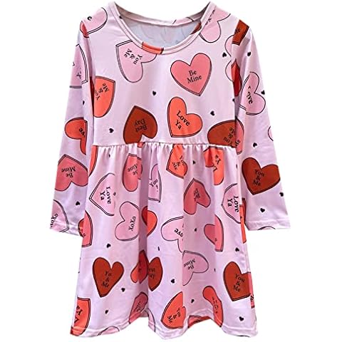 Toddler Baby Girl Valentine's Day Outfit Dress Kids Love Heart Ruffle Boutique Party Dress Spring Summer Clothes Dress Cover