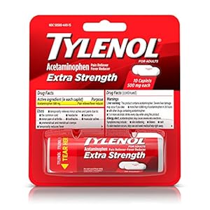 Tylenol Extra Strength Caplets with 500 mg Acetaminophen, Pain Reliever & Fever Reducer, 10 ct