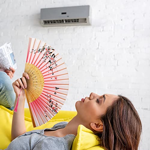 Yulejo AF-YULEJO-0407 20 Pcs Floral Hand Fan Chinese Vintage Style Folding Fan Silk Handheld Fan Foldable Bamboo Framed Foldable Fan Fabric Silk Fans thumb #4