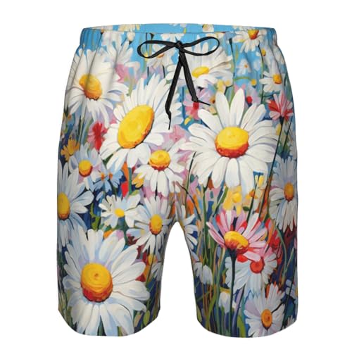 Summer Floral Daisies Flower Print Stylish Beach Shorts Swim Trunks Lightweight Breathable Summer Outdoor Activities4