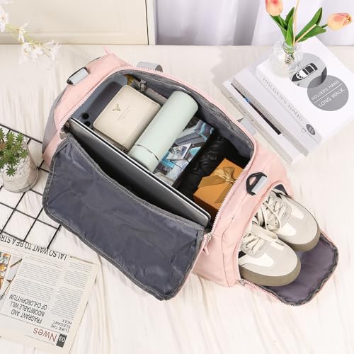 Personalized Travel Bag for Women Custom Duffle Bag with Name Customized Overnight Bag with Initials Sports Gym Bags Bridesmaid Gifts for Women Men (Pink-1)4