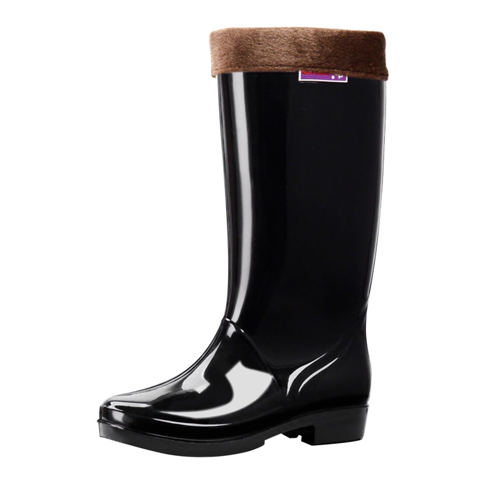 Bottes en caoutchouc hautes pour femme, bottes de pluie chaudes et épaisses, imperméables et antidérapantes, chaussures de travail résistantes à l'abrasion, chaussures aquatiques légères à la mode