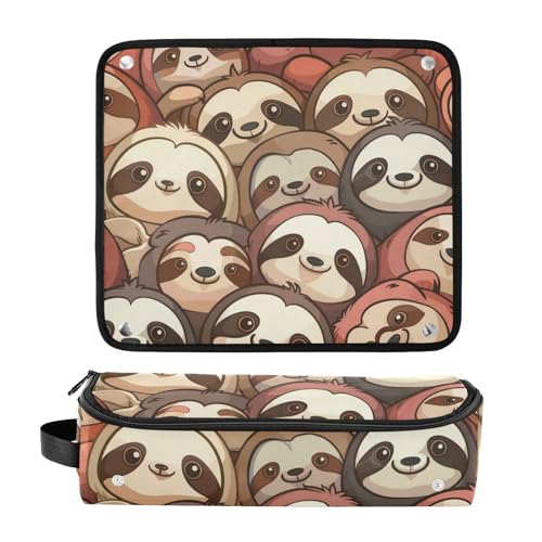 Organizador para herramientas de peinado, con patrón continuo de lindos animales perezosos, portátil con tapete resistente al calor para plancha alisadora, rizador y otras herramientas de peinado miniatura 3