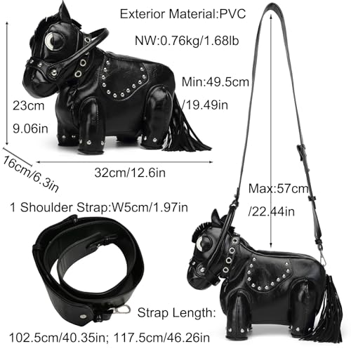 Men and Women Fun Horse Shaped Crossbody Shoulder Bag Handbag PVC Unique Novelty Horse Purse4