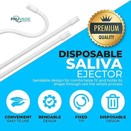 Dental Saliva Ejectors, 100 Pack, Soft Flexible Valve Tips, Disposable Suction Ejectors For Oral Care, Removes Water, Liquid, Debris, Dentist Equipment, White Body With White Tip #TOP2