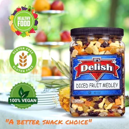 It'S Delish Dried Mixed Fruit Dices Medley - By Its Delish, 40 Oz Jumbo Container | Healthy Snacks For Adults, Kids & Pets | Fresh Cut Snack Mix Dry Fruit And Berries Trail Mix | Nut & Gluten Free, Vegan, Kosher thumb #1