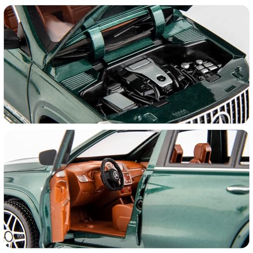 Image of 1:24 Scale Benz GLS63 AMG Metal Pullback Diecast Car for Kids with Openable Doors, Sound, Light Effects, Black