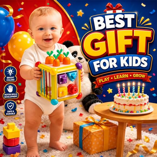 Image of Montessori Activity Cube Toys for Baby, 6-in-1 Shape Sorting Toy, Fine Motor Learning Game for Toddlers 1-3