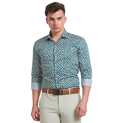 Image of Park Avenue Men's Pure Cotton Print Pattern Slim Fit Cut Away Collar Full Sleeve Casual Shirt