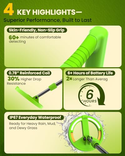 Image of Metal Detector for Kids, Intuitive Color LCD Display, 6.7 inch Glowing LED Coil, Kid-Safe Lightweight with Adjustable Handle & 4 inch Precision Deepth, Perfect Educational Gift for Kids Ages 3-12