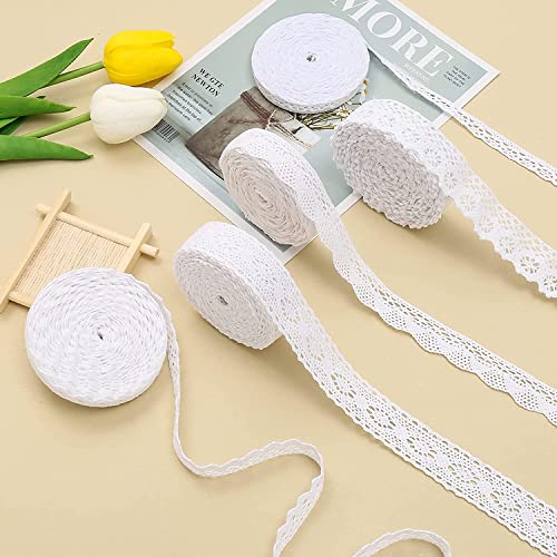 HERZWILD Vintage Lace Trim 30M Cotton Beige Lace Fabric Decorative Ribbon for Sewing Craft Wedding Decoration Scrapbooking Gift Box
