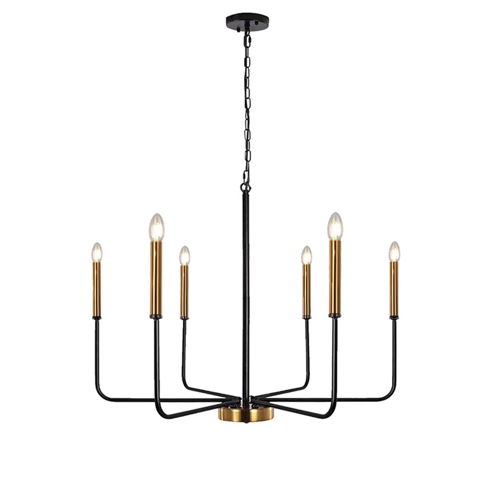 KXEcoLife Black And Chandelier, 6-Light Chandelier for Dining Room Lighting Fixtures, Industrial Modern Bedroom, Foyer, Hall, Kitchen, Living Entryway