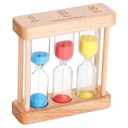 Tea 1-3-5 Minute Sand Timer Hourglass, Small Wooden Frame Blue