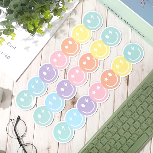 Image of Whaline 24 Pcs Preppy Happy Face Magnetic Bulletin Board Border Pastel Color Smile Face Magnetic Strips Border Trim for Silly Goose Back to School Office Classroom Decor