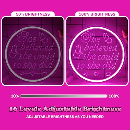 Image of She Believed She Could So She Did Neon Sign 2026 Graduations Led Sign Dimmable Neon Lights Graduation Gift for Her Inspirational Gifts for Women Light Up Sign