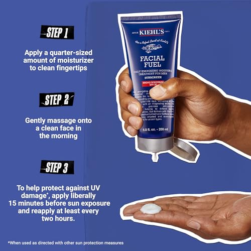 Image of Kiehl's Facial Fuel Moisturizer with SPF 20 for Men, Energizing Face Moisturizer for Dull Skin, Non-Greasy Feel, Hydrating Lotion and Broad Spectrum Sunscreen, with Caffeine, Vitamin C & Vitamin E