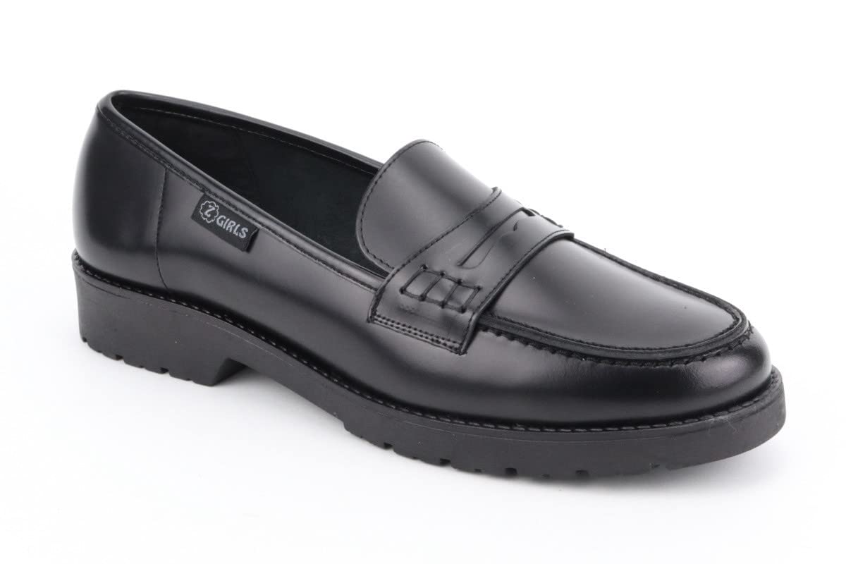 ZGIRLS Mocasin Yale 400 College Negro Zapato Castellano Adolescentes NIÑA Uniforme Escolar Resistentes Impermeables