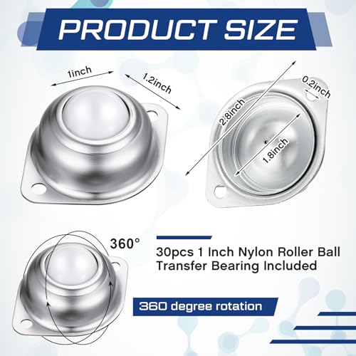 Gisafai MUL-GISAFAI-1755 30 Pcs 1 Inch Roller Ball Transfer Bearing Nylon Round Ball Transfer Unit Universal Ball Casters thumb #1