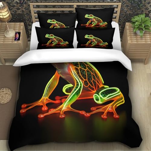 Parure de lit chien néon 3D housse de couette microfbre 200x200