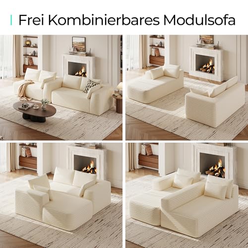 LINSY HOME Kutna sofa s funkcijom spavanja - modularni kauč na razvlačenje od samta 270 cm, kauč u obliku slova L, trosjed s otomankom, predjelne sofe za dnevni boravak, nije potrebno sklapanje, bež