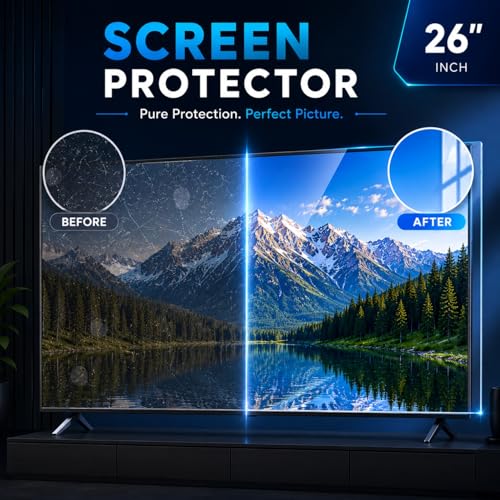 Image of ULTRAMAC 26 inch 3mm Acrylic TV Screen Guard | 9H Hardness | Scratch & Splash Resistant | ISO Certified Protection with Ultra HD Clarity