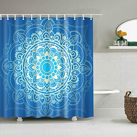YONG-SHENG Indian Mandala Shower Curtain Waterproof Mildew Resistant Polyester Fabric Bathroom Sets with 12 Hooks(180x180,|100% Polyester) Cover