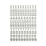 （シャシャン）XIAXIN 防水 ラメ PVC製 数字 シール ナンバー ステッカー セット 耐候 耐水 アラビア数字 番号 ラベル キャラクター 表札 スーツケース ネームプレート ロッカー 屋内外 兼用 TSS-644S (シルバー, 1)