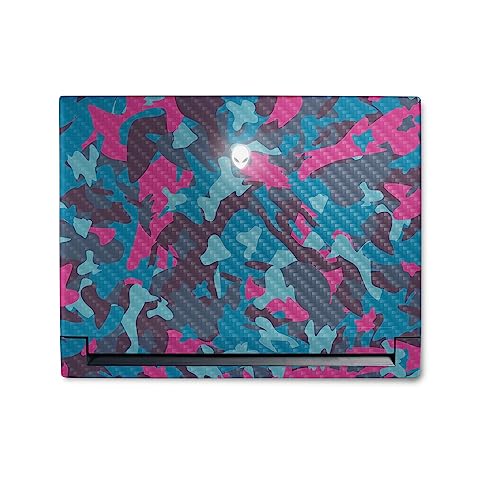 Image of MightySkins Carbon Fiber Skin Compatible with Alienware M18 R1 (2023) Full Wrap Kit - Cool Blue Pink Camo | Protective, Durable Textured Carbon Fiber Finish | Easy to Apply | Made in The USA