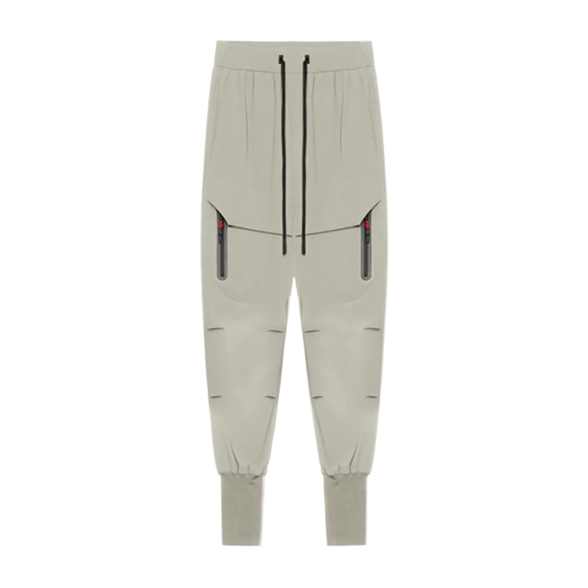 Maiyifu-GJ Men's Multi-Pocket Drawstring Toe-Binding Overalls Pants Sports Jogging Fitness Trousers Mid-Waist Feet Slacks (Apricot,Medium)