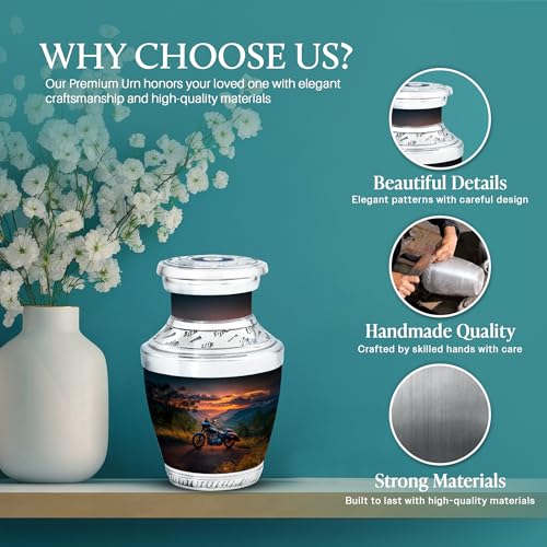 Image of Bike Urn Human Remain Urn 3 Inch 4 Qty | Unique Urns for Ashes Decorative Urns for Mom & Dad