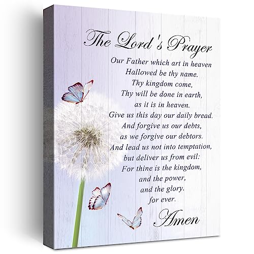 The Lord's Prayer Wall Decor,Lords Prayer Wall Art Canvas Poster Print,Christian Faith Scripture Artwork W645