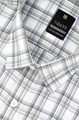 Image of 7-DAYS Men's Premium Checks Formal Shirt - Cotton Rich, Regular Fit, Full Sleeve, with Pocket, Wrinkle Resistant - Stylish Office & Everyday Wear.