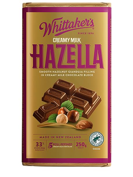 Whittaker's Hazella Chocolate Block 250g (Pack of 4)